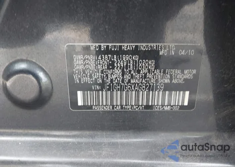 2010 Subaru Impreza Wrx Premium z USA, uszkodzony, nr VIN JF1GH7G6XAG827139